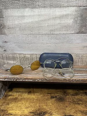 Vintage Wireframe Eyeglasses Lot Of 3 And 1 Case USA Hi-Bo See Read • $39.99