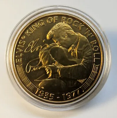  Elvis King Of Rock 'N' Roll  Rare Gold Coin In Plastic Case Brand New! • $15