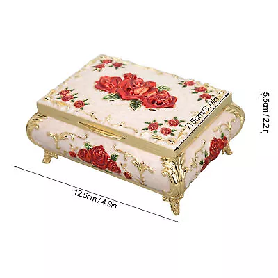 Vintage Jewelry Box Rectangular Vintage Metal Jewelry Storage Decoration Box MLD • $43.39