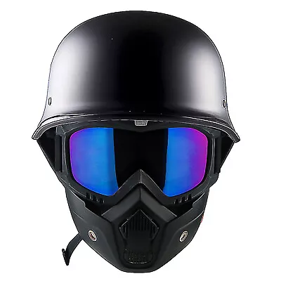 1Storm Novelty Motorcycle Half Face Helmet German Style HKY602  + Black Goggle • $49.95