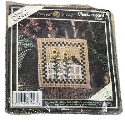 Mill Hill Sunflowers Buttoned And Beaded Kit Checkerboard Series 1 1994 • $34.99