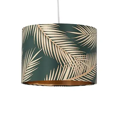 Ceiling Light Shade 25cm Pendant Lampshade Dark Green Tropical Gold Leaf Design • £14.99