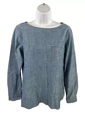 J. Crew Women's Blue Chambray Long Sleeve Blouse Top - XS • $11.98