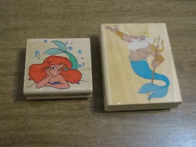 Rubber Stampede Little Mermaid Thoughtful Ariel & King Triton Rubber Stamps • $16