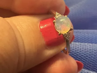 9ct Gold Opal Cz Ring 2.2g Size Q Fully Hallmarked. • £80
