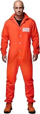 Mens Orange Prisoner Costume Adult Convict Jail Jumpsuit Size Small • $20.82
