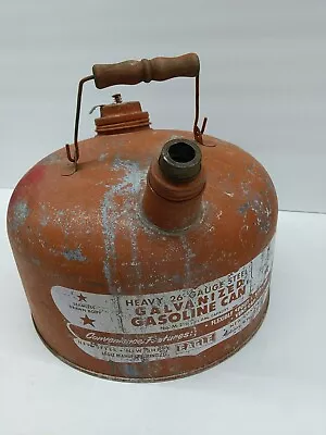 Vintage Eagle 2 1/2 Gallon Galvanized Steel Gas Can 26 Gauge Vented Metal • $24.95