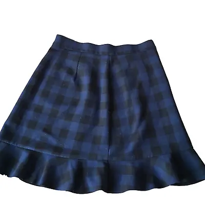 $35 • Buy Zara Woman Gingham Pattern Skirt Black And Blue Size M