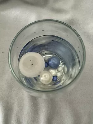 Clear Floating Votive/pearl Stones Centerpiece Blues/white Add Water Used • $14.95