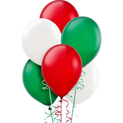 10  Red Green White Balloons Christmas Baloons Colours Of Xmas Gift Wrap Ribbons • $2.85