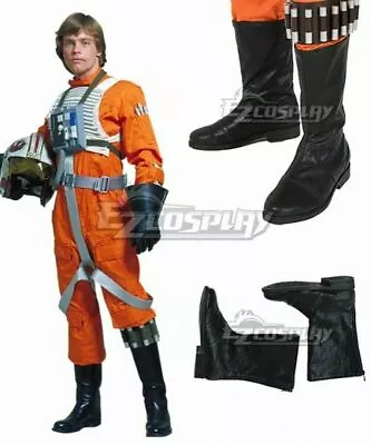 Star Wars Luke Skywalker X-Wing Pilot Fighter Black Shoes Cosplay Boots • $39.56
