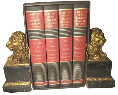 Rare Pair Vintage BORGHESE Golden Lions Bookends Vtg - NICE! • $195