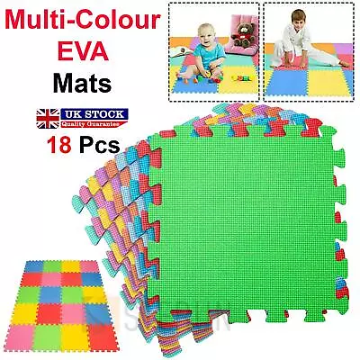 18Pcs Large Eva Foam Mat Soft Floor Tiles Interlocking Play Kids Baby Mats Gym • £13.49