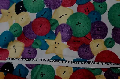 Vintage Button All Over 100% Cotton Quilt Fabric BTY 44  Wide Daisy Kingdom • $8