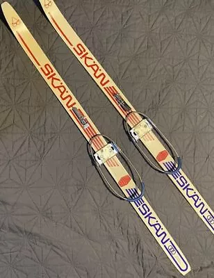 Vintage Skan Snow Skis Wood Ski 45  Long Wall Hanger Cabin Art Made In Finland • $58.50