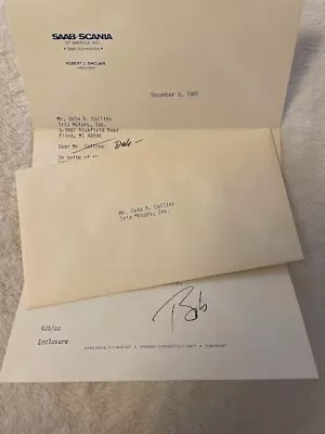 SAAB SCANIA LETTER TO DEALERSHIP TRIO MOTORS FLINT MI Robert Sinclair President • $4.98