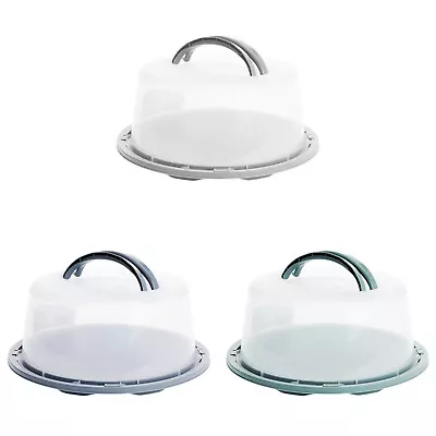 Plastic Cake Box Round Carrier Storage Container Clear Lockable Lid With Handle • £11.99