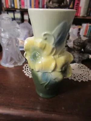 Vintage C1940s Royal Copley Stylized Flower Vase Cream Yellow Blue Ceramic.   • $9.99