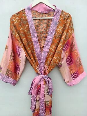 Woman's Clothing Honeymoon Gift For Her Maternity Gown Silk Sari Bathrobe B-975 • $50.90