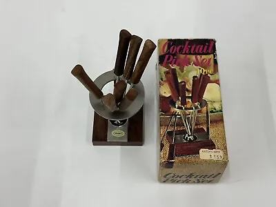 Vintage Cocktail Pick Set Stainless Steel Forks With Stand  - Read Description • $15