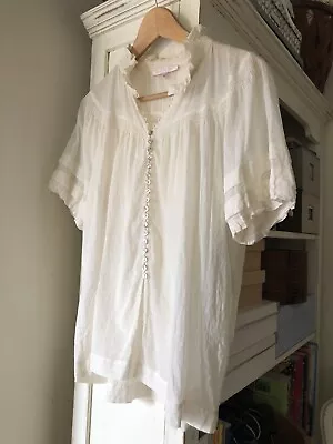 £28.04 • Buy Women's Rebecca Taylor Size 10 Cotton Blouse Shirt Top Ivory Voile Short Sleeve