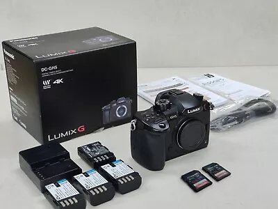 Panasonic Lumix DC-GH5 20MP Camera Body M43 V-log-L 4xBatts 2x128GB SD Box 22k • £549