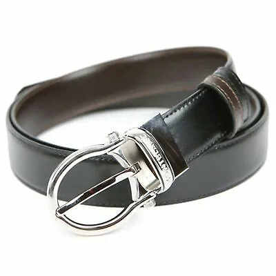 Montblanc 105123 Men's Reversible Leather Classic Belt - 2 Colors Black & Brown • $196.49