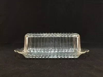 1950's Vintage Hazel Atlas Art Deco Ribbed Full Stick Butter Dish With Cover • $15