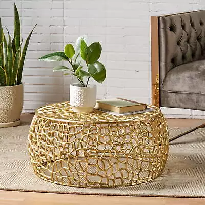 Modern Handcrafted Aluminum Mesh Coffee Table Gold • $201.59