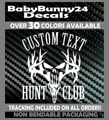 $5.99 • Buy Custom Text Name Hunting Club Hunt Deer Head Skull Sticker Decal Car Truck Buck