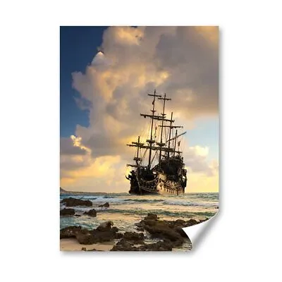 £8.99 • Buy A3 - Pirate Ship At Sea Sunset Poster 29.7X42cm280gsm #24027
