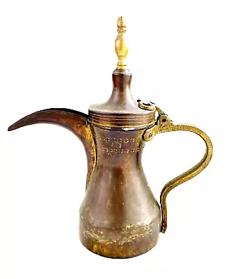 Brass Islamic Bedouin Dallah Coffee Pot Pitcher Hand Chased/Tooled Designs 11  • $125