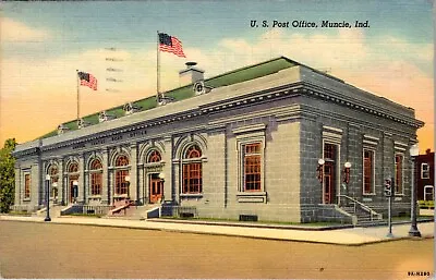 Postcard Muncie IN U.S. Post Office Building Linen • $5.84