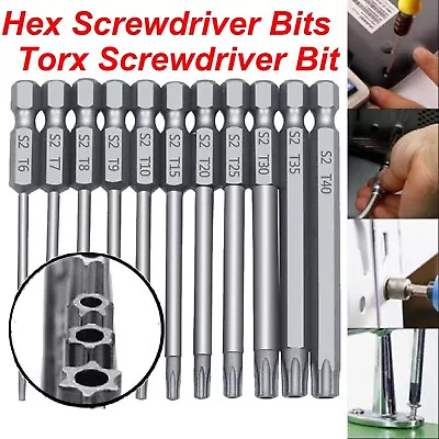 11pc Torx Screwdriver Bit Set 100mm Long T6-T40 Star Head Temper Proof Security • $14.99