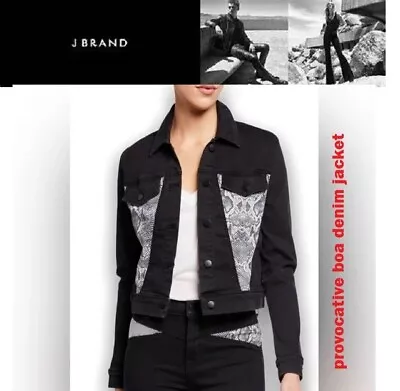 $348  J Brand 4 Neiman Marcus Spectacular Denim Jacket Provocative Boa Nwt Xs • $199