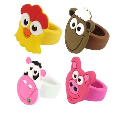 £3.99 • Buy 12 Farm Animal Rings - Pinata Toy Loot/Party Bag Fillers Childrens/Kids