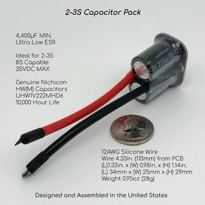 ATOMIC ESC Cap Pack 3-8S / 4100uF Minimum / 35V / 8S Capable / Made In The USA • $19.95