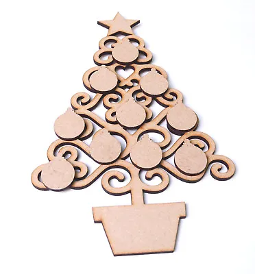 £4.85 • Buy Wooden Christmas Tree Shape Kit With 10 X Free Baubles Family Trees 