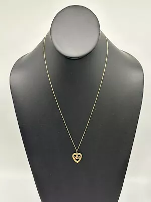 Vintage MOM Heart 14K Necklace Solid Gold Pendant 19.5  Mother's Day Dainty .70g • $110