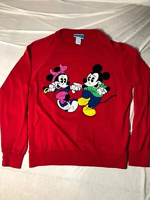 VTG Comic Relief / Disney Mickey & Minnie Mouse Chenille Embroidery Sweater • $34.99