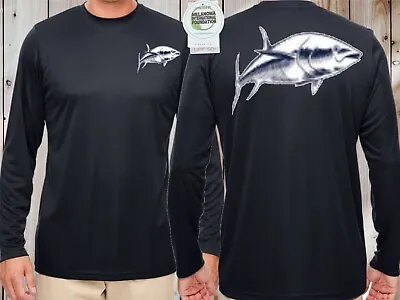 $21.95 • Buy Microfiber Long Sleeve Fishing Shirt Performance Dry Fit Sun Shirt  Bluefin Tuna