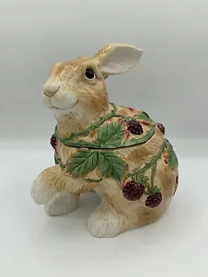 Vintage Fitz & Floyd Blackberry Rabbit Lidded Cookie/Candy Jar Retired • $30