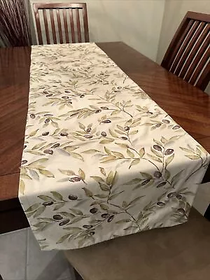 POTTERY BARN BOTANICAL OLIVE TABLE RUNNER ~ 18  X 108  ~ RETIRED • $34.99