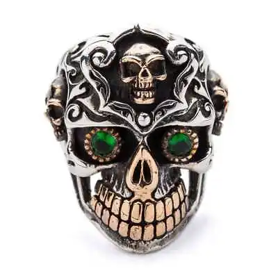 925 Sterling Silver Mexican Skull Ring Biker Gothic Steampunk Men's Designer • $102.35