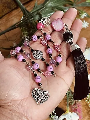 Love Manifesting Rosary - Pink Howlite Stone For Attraction - Pagan Wicca Witch • £10.99