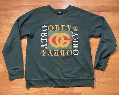 OBEY Propaganda Gucci Bootleg Logo Crewneck Sweatshirt Men's USA Made Size L • $74.99