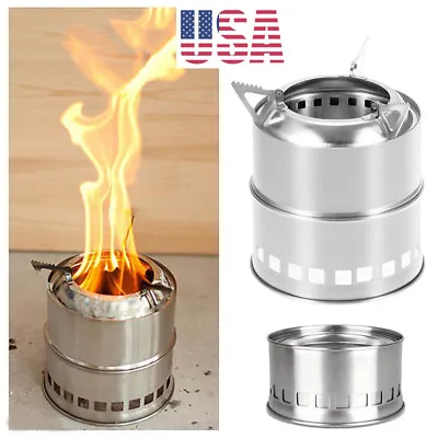 Outdoor Camping Wood-burning Stove Backpacking Portable Survival BBQ Panic Stove • $16.98