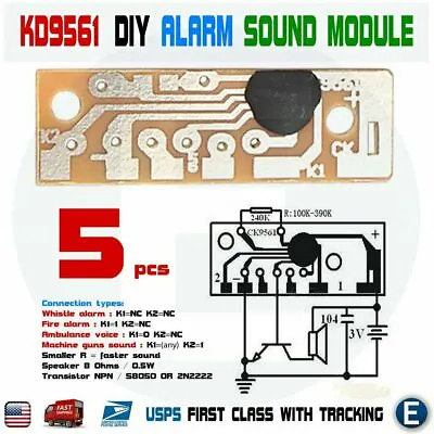 5PCS DIY KD9561 Voice Module 4 Kind Of Alarm Sounds CK9561 Electronic KIT USA • $2.85