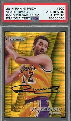 Vlade Divac Autographed 2014 Panini Gold Prizm Card #200 Auto Graded PSA 10 7/10 • $299