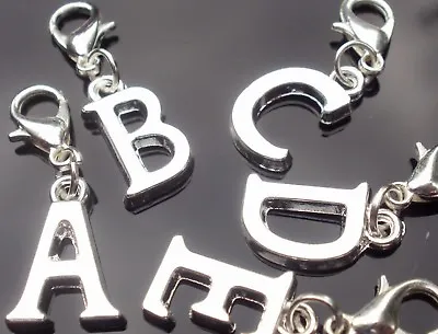 Silver Plated Initial Clip On Charm Letter For Bracelets  • £2.25